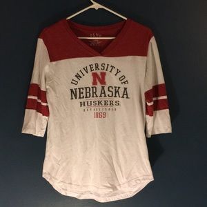 Red white and black University of Nebraska t-shirt